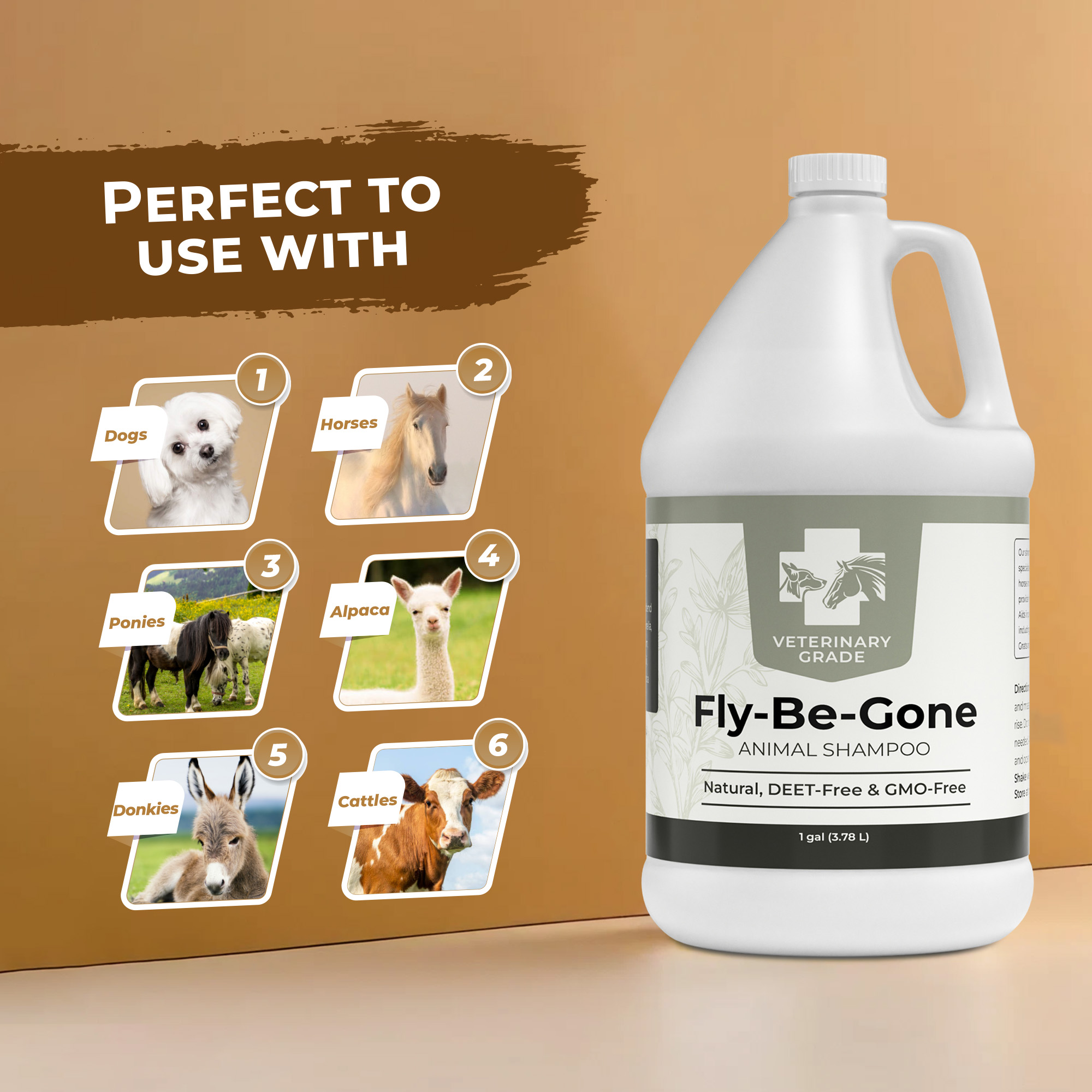 Fly-Be-Gone Natural Shampoo with Repellent Combo (1 Gallon)